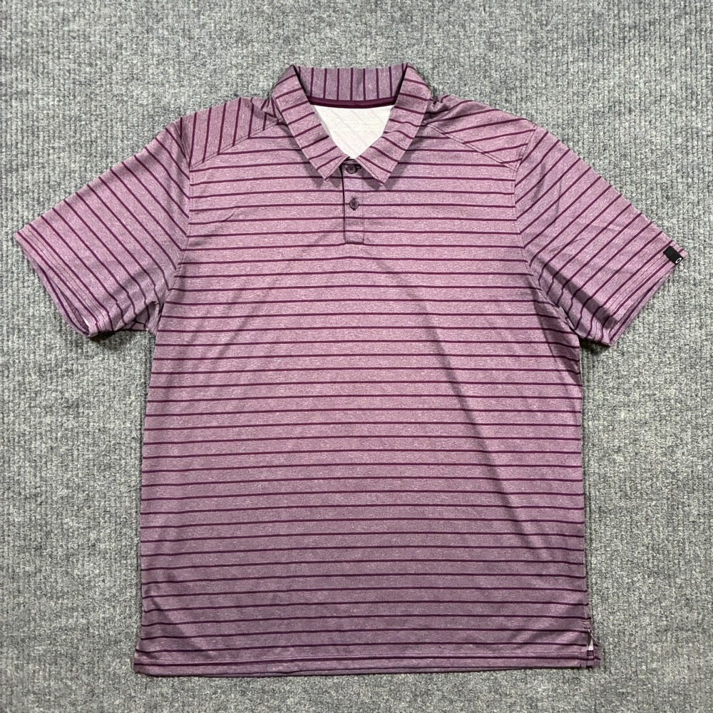 Oakley Polo Shirt Mens XL Burgundy Striped Golf Performance Regular Fit